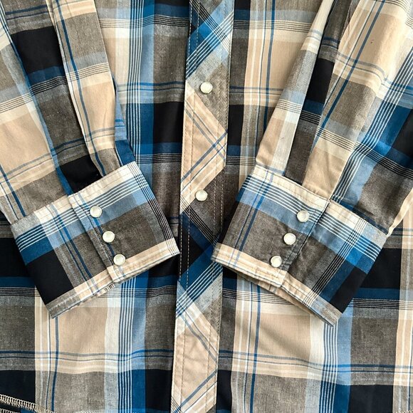 Men's Wrangler Lightweight Western Shirt with Pearl Snap Buttons XXL - Picture 2 of 5